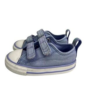 Converse All Star Purple Shimmer Velcro Closure Sneakers Toddler Size 5